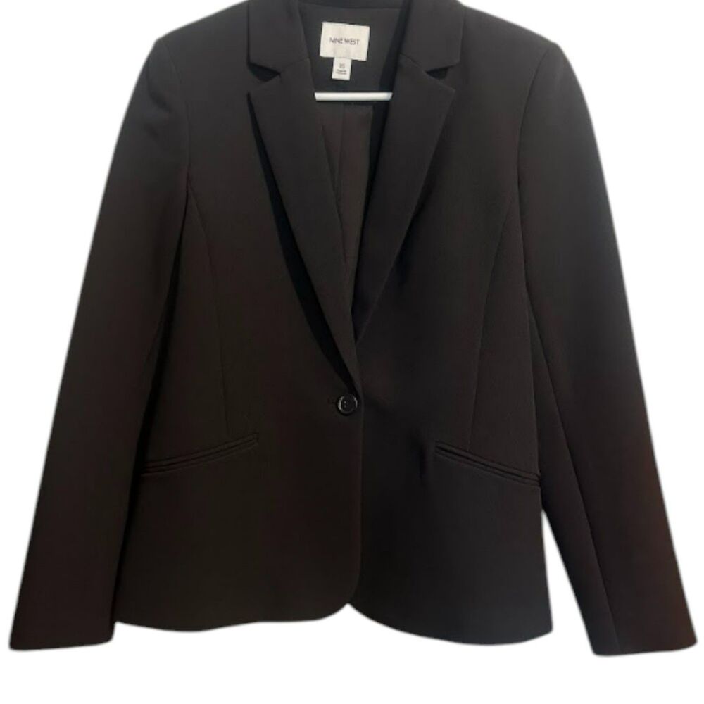 Nine West Black Classic Single-Button Blazer Office & Business Casual
